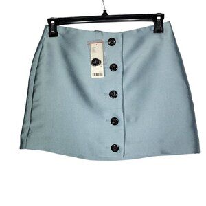 NWT Urban Outfitters Textured Blue Button Down Mini Skirt Size Medium
